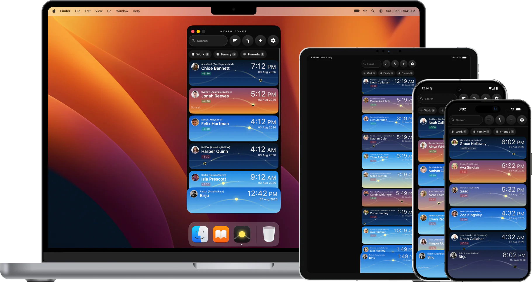 Hyper Zones app shown on iPhone, Android, Mac, and Windows devices